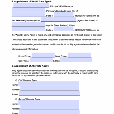 Free Medical Power Of Attorney Forms PDF Word