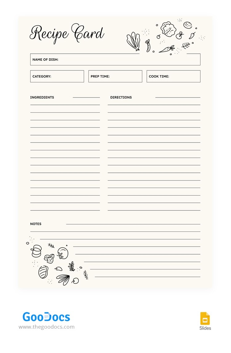 recipe template free printable