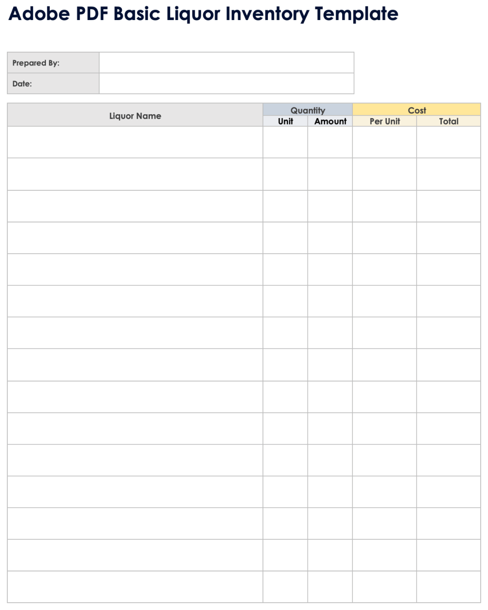 Free PDF Inventory Sheets Templates Editable Printable Free PDF Inventory Sheets Templates Editable Printable