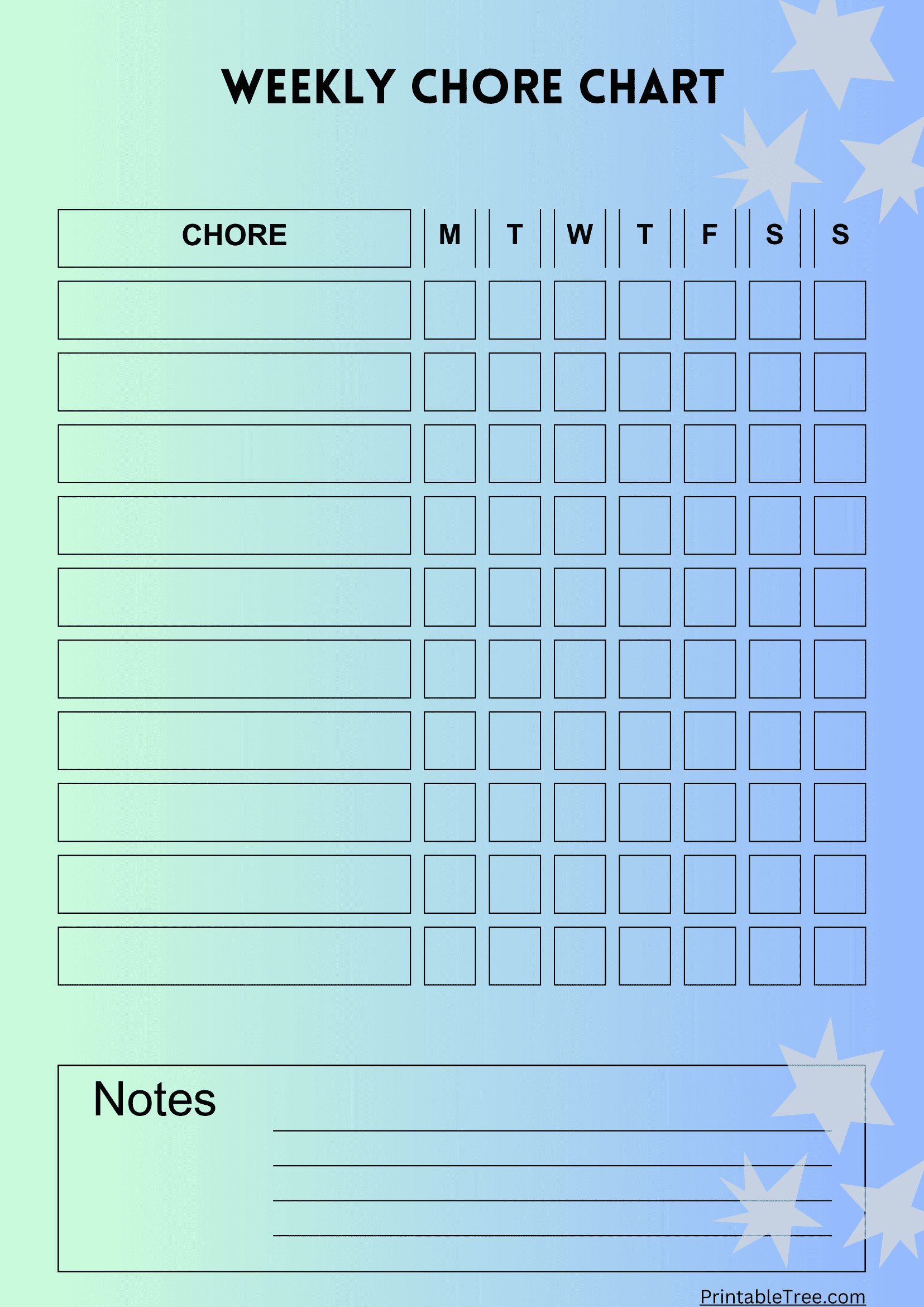 Free Printable Chore Chart PDF Template For Kids Free Printable Chore Chart PDF Template For Kids