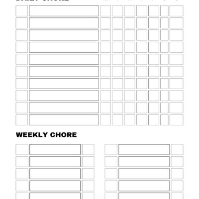 Free Printable Chore Chart PDF Template For Kids