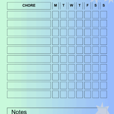 Free Printable Chore Chart PDF Template For Kids