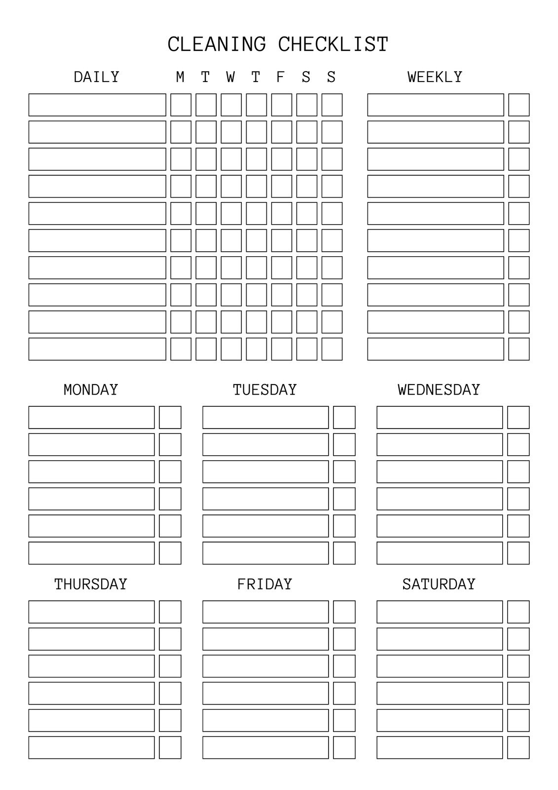 Free Printable Cleaning Checklist Templates Canva Worksheets Library