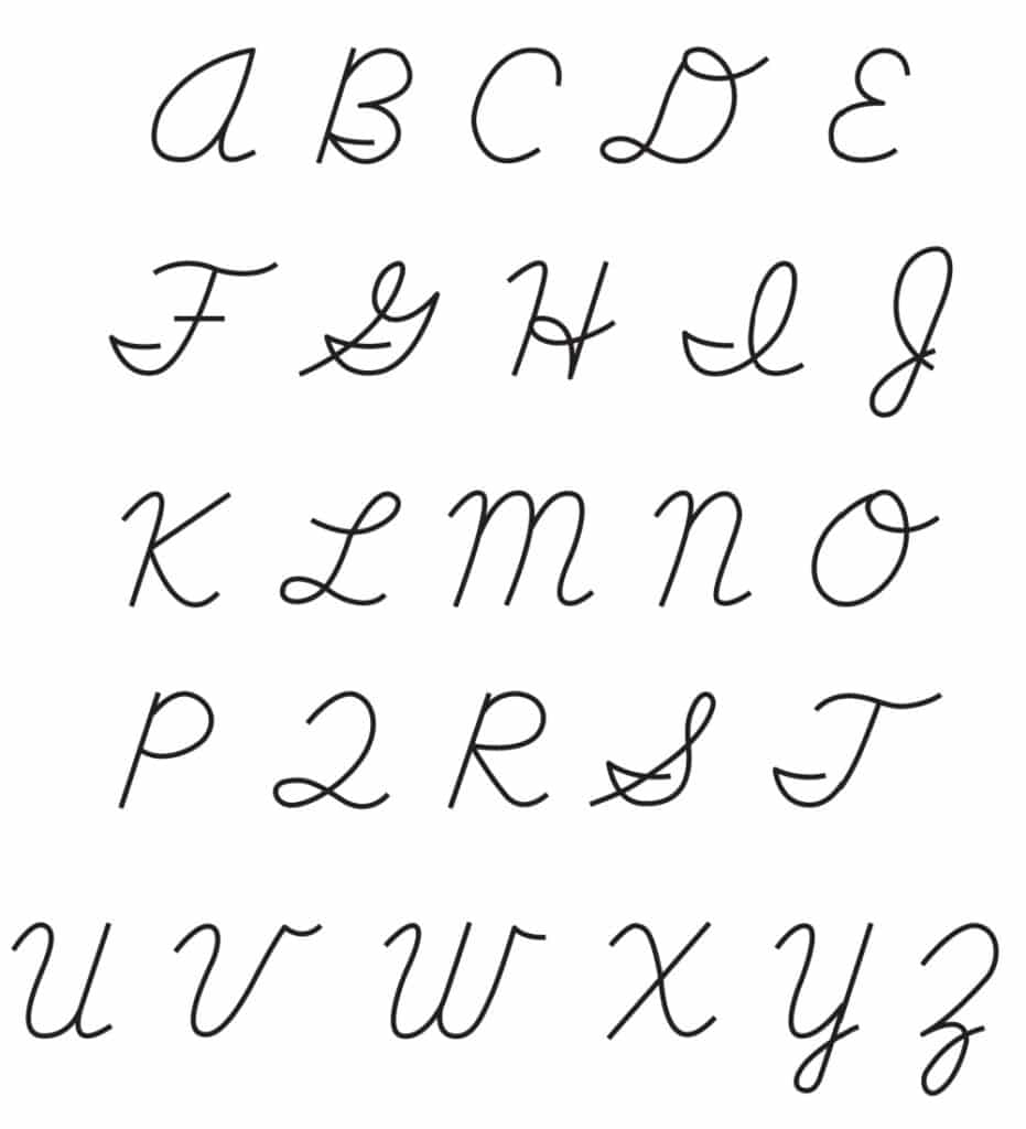 cursive alphabet chart printable