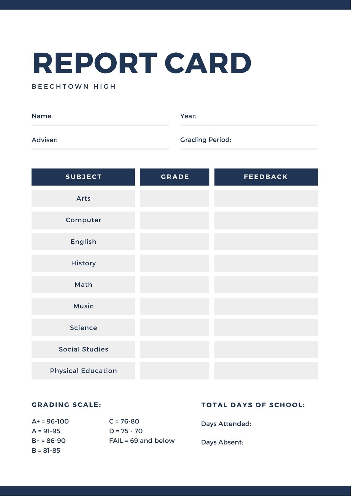 Free Printable Customizable Report Card Templates Canva Free Printable Customizable Report Card Templates Canva