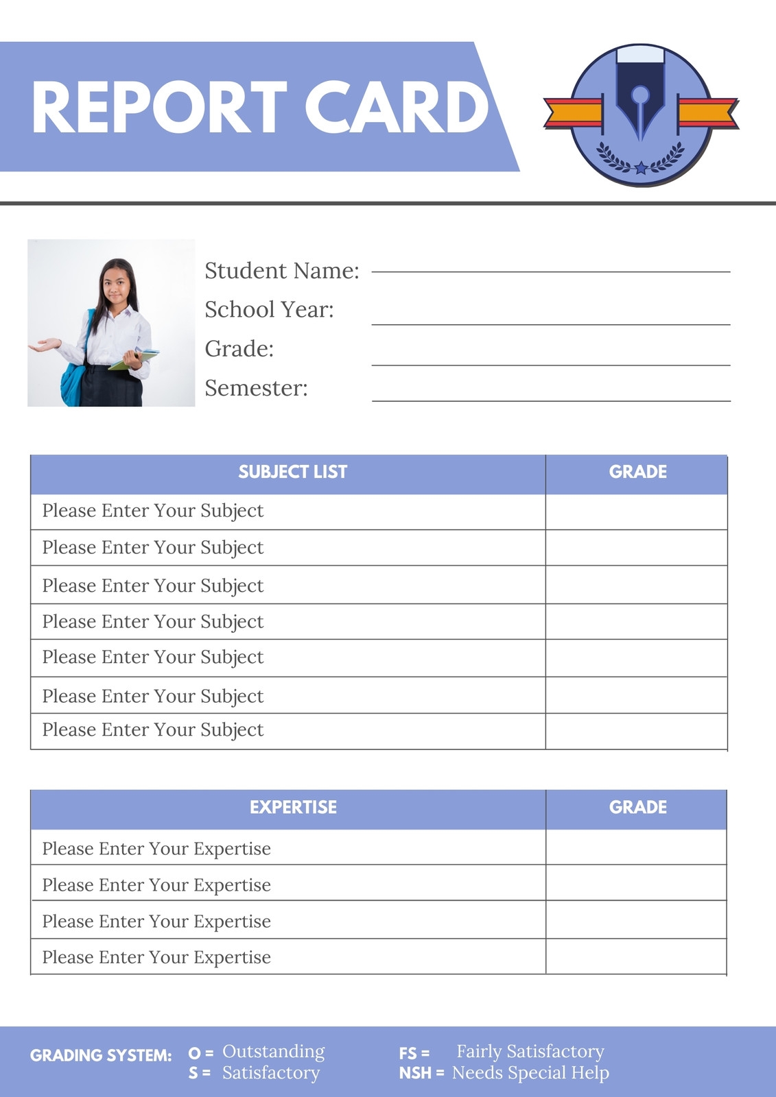 printable blank report card template printable blank report card template