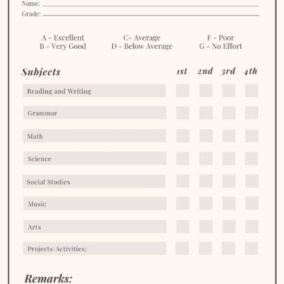 Free Printable Customizable Report Card Templates Canva