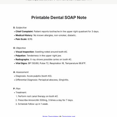 Free Printable Dental SOAP Note Template To Edit Online