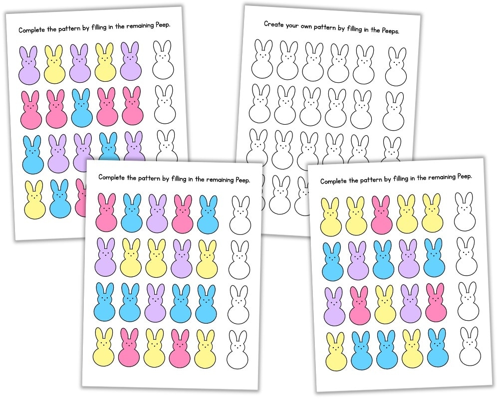 Free Printable Easter Pattern Worksheets Peep Patterns The Craft at Home Family