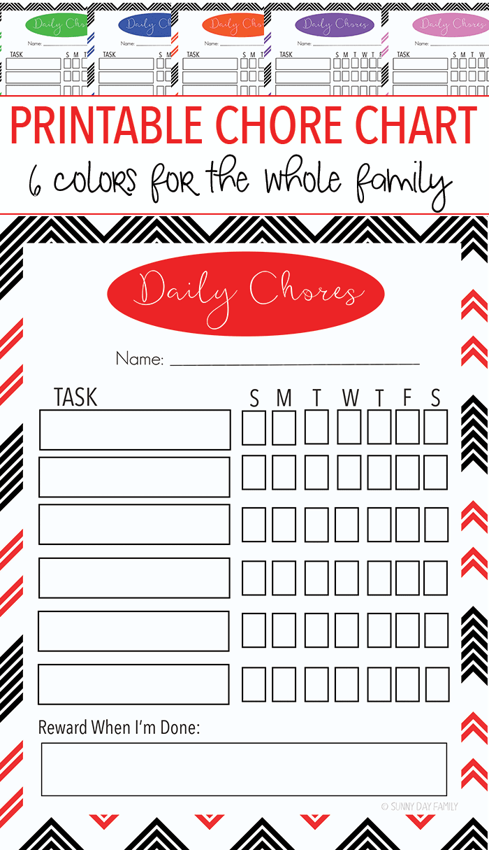family chore chart printable family chore chart printable