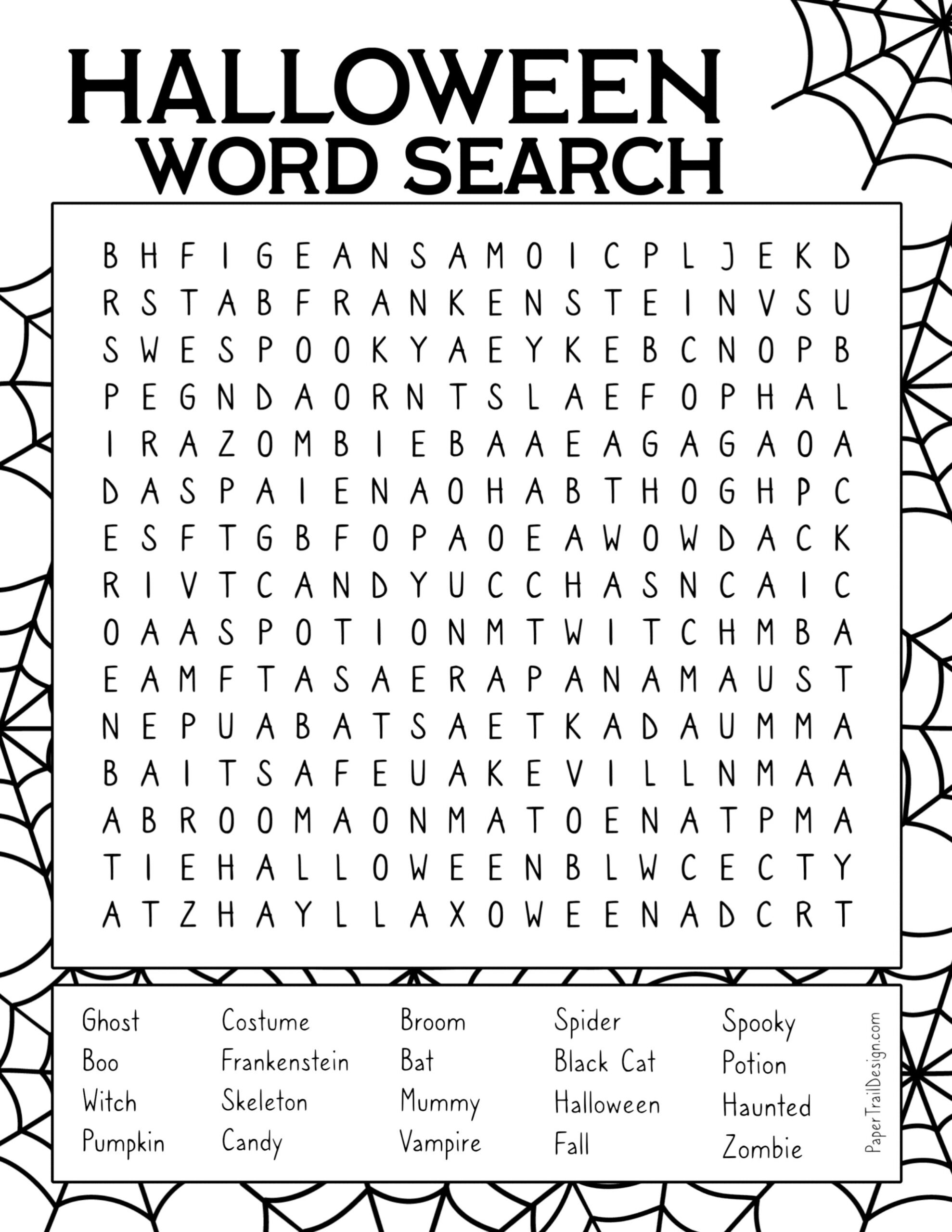 Free Printable Halloween Word Search Paper Trail Design Free Printable Halloween Word Search Paper Trail Design