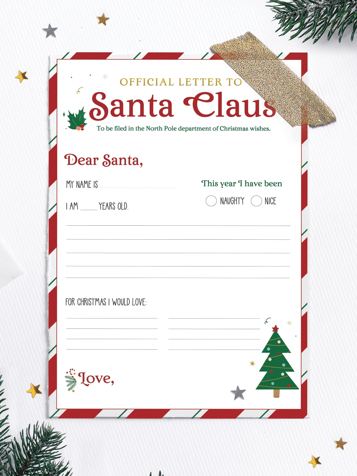 santa letter template printable free