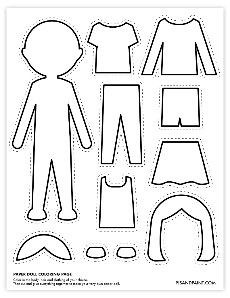Free Printable Paper Doll Coloring Page Pjs And Paint Free Printable Paper Doll Coloring Page Pjs And Paint