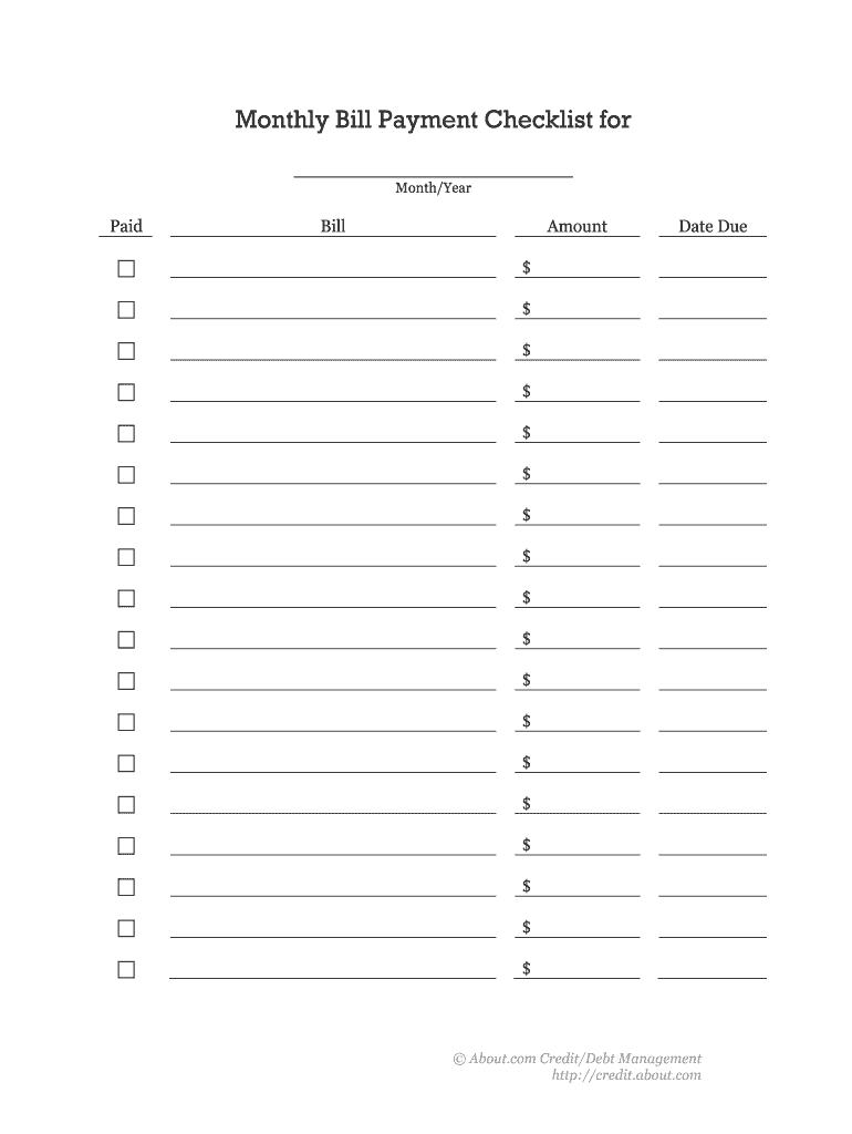 free printable monthly bill payment log