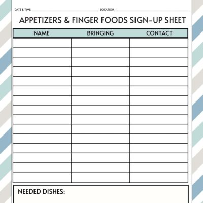 Free Printable Potluck Sign Up Sheets