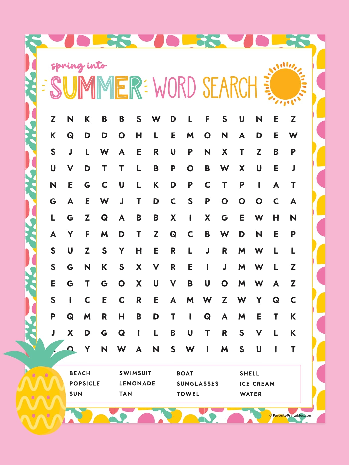 Free Printable Summer Word Search Favorite Printables