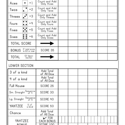 Free Printable Yahtzee Score Card Paper Trail Design