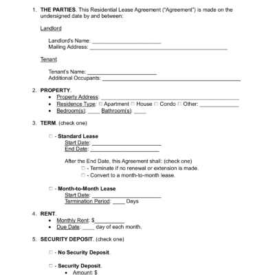 Free Rental Lease Agreement Templates 15 PDF Word EForms