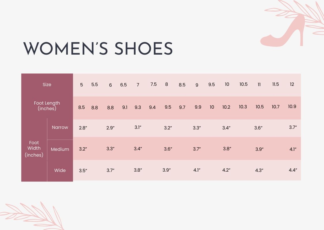 Free Shoe Size Chart Templates Editable And Printable Free Shoe Size Chart Templates Editable And Printable