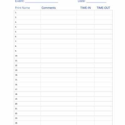 Free Sign In Sign Up Sheet Templates PDF Word EForms
