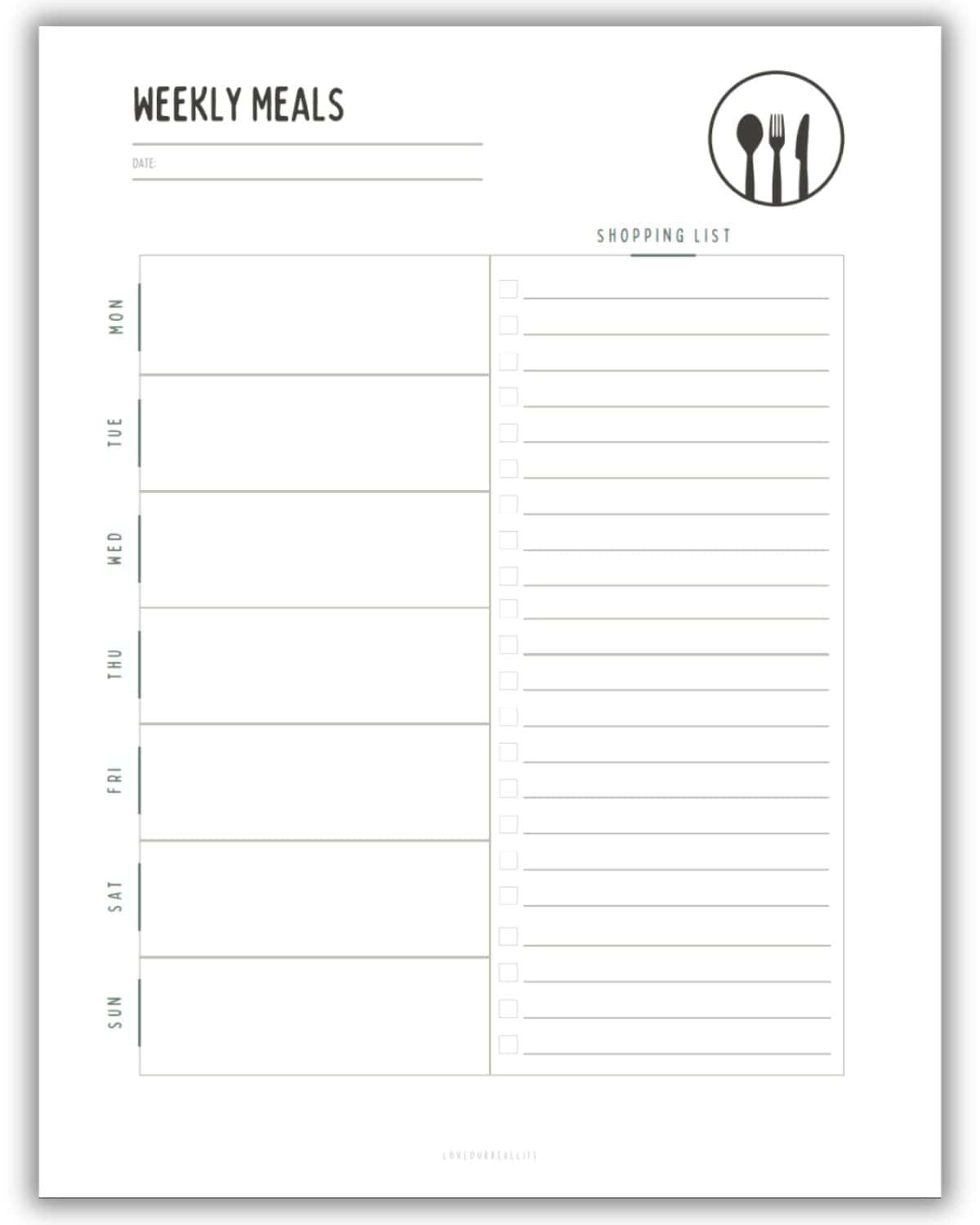 FREE Weekly Meal Planner Printable Templates PDF Menu Plan Love Our Real Life