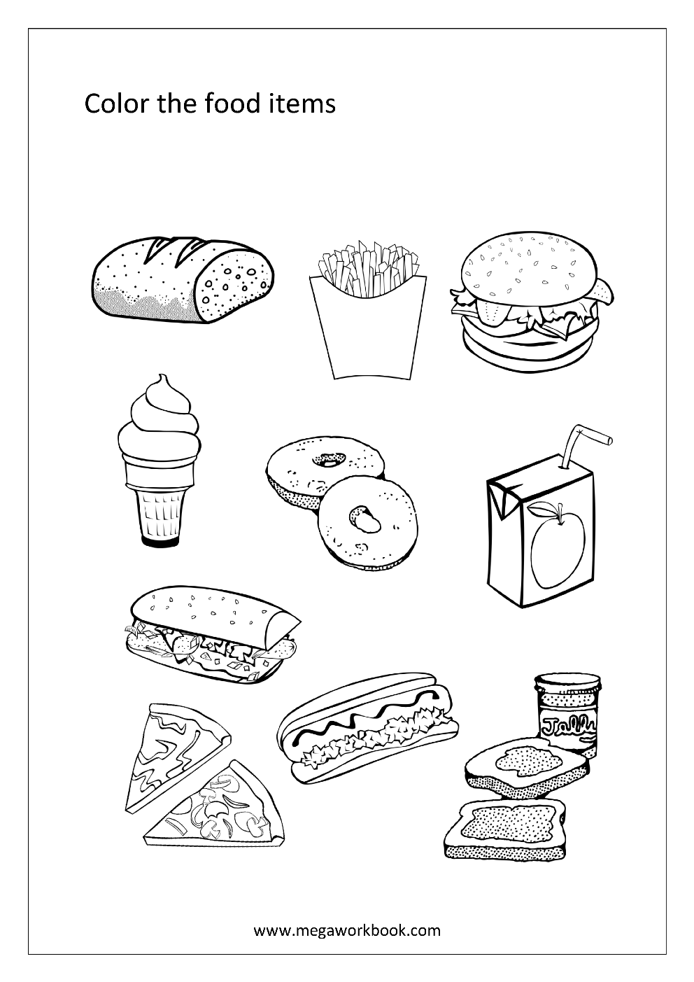 Fruit Coloring Pages Vegetable Coloring Pages Food Coloring Pages Free Printables MegaWorkbook