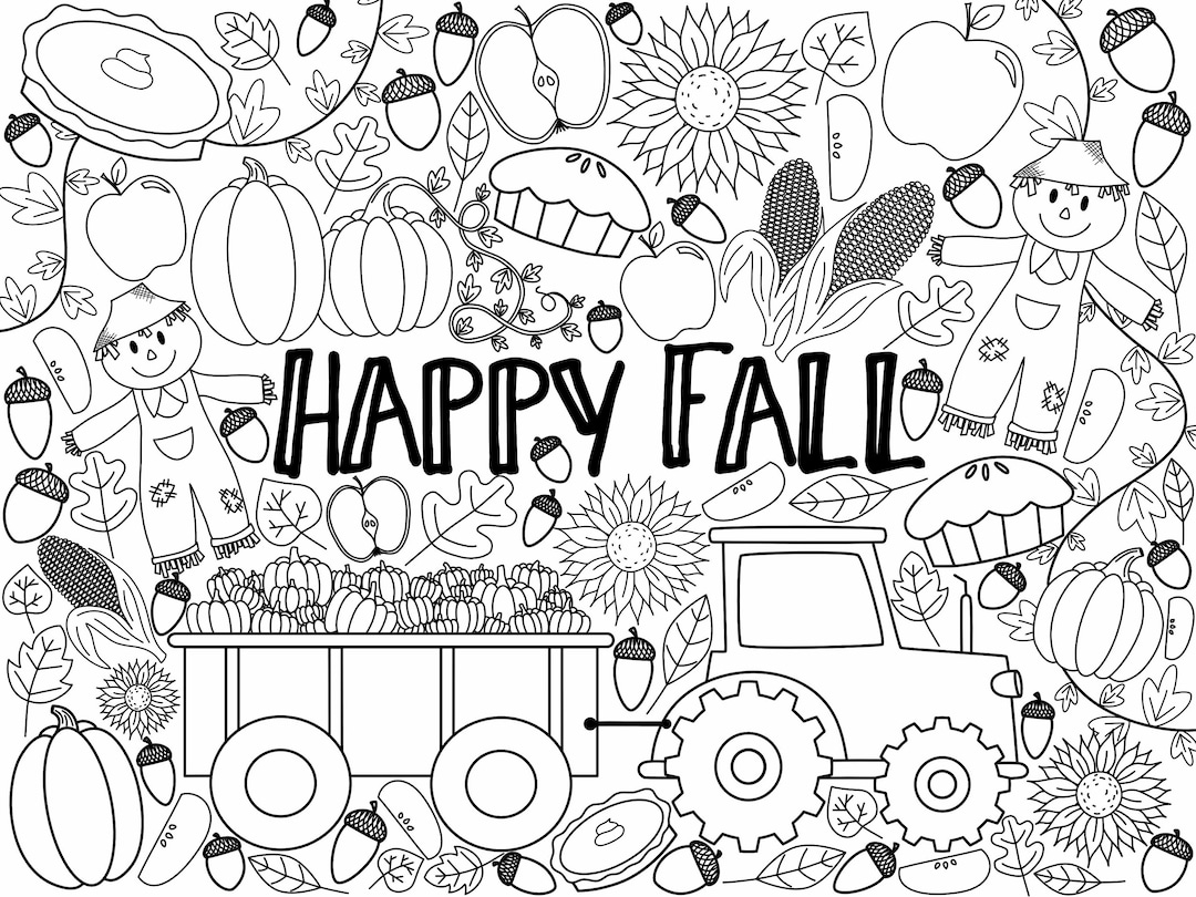 GIANT Fall Coloring Page digital Download Etsy