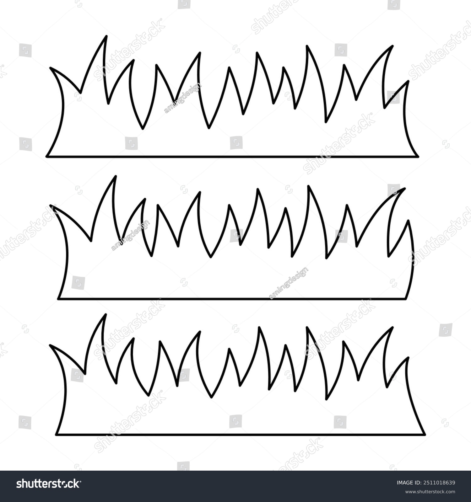 Grass Cartoon Black Outline Flat Design Stock Vector Royalty Free 2511018639 Shutterstock