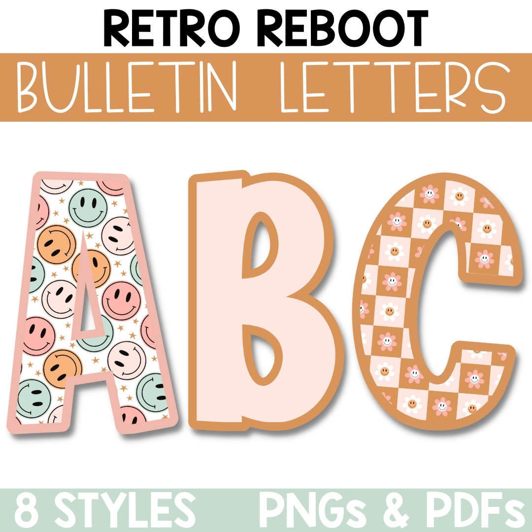 Groovy Retro Bulletin Board Letters Letter Clipart Printable Bulletin Board Letters Lettering Pack For Bulletin Boards Classroom Etsy