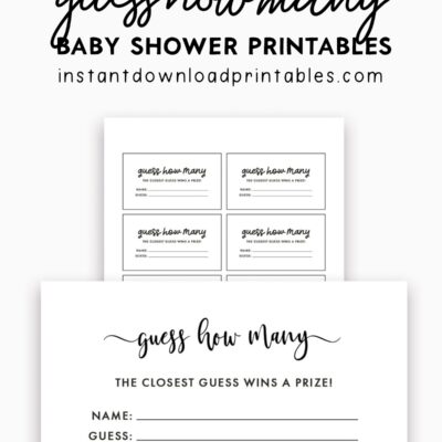 Guess How Many Cards Party Baby Shower Instant Download Printables Instant Download Printables