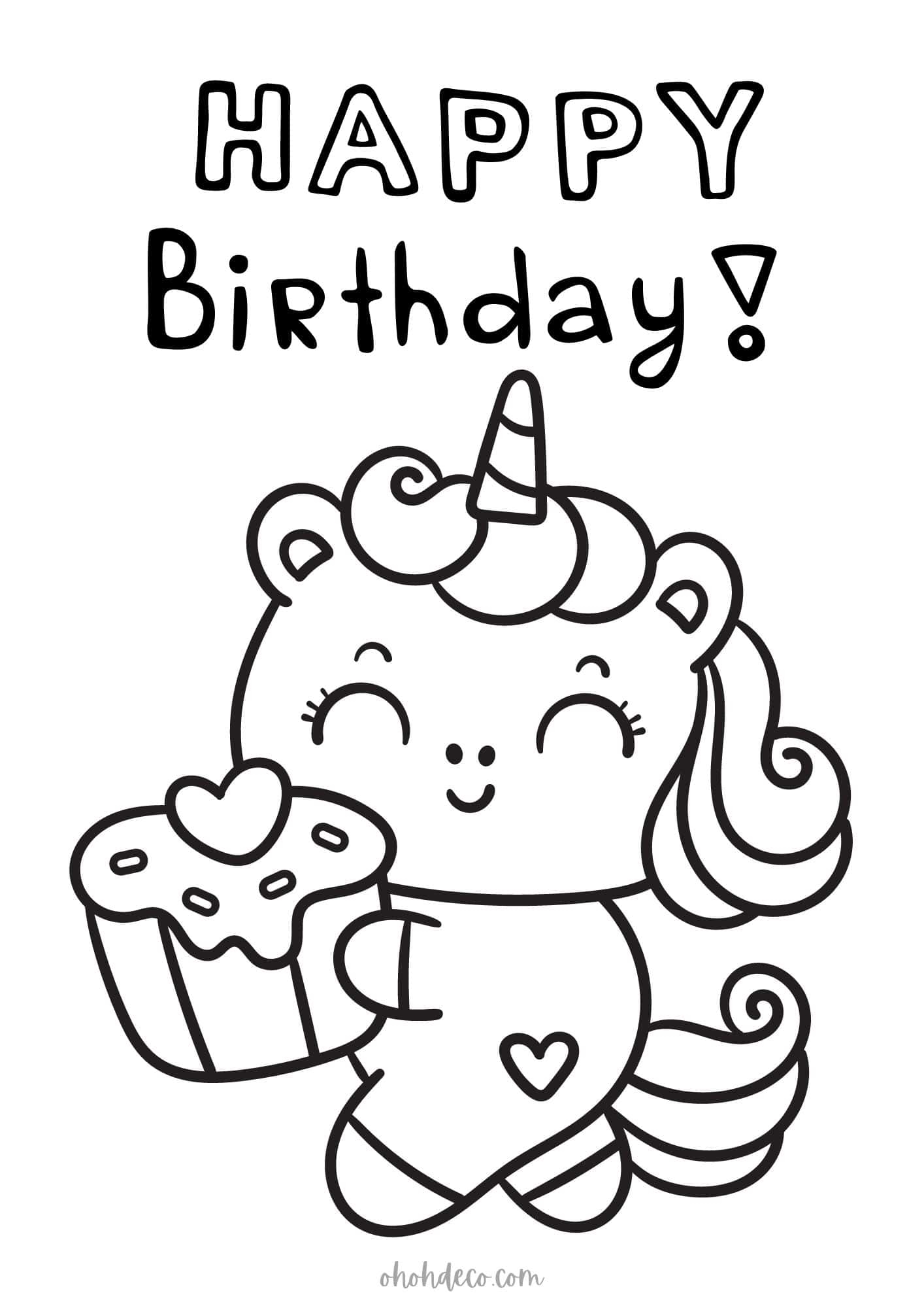 Happy birthday coloring page 3 Ohoh Deco Happy birthday coloring page 3 Ohoh Deco