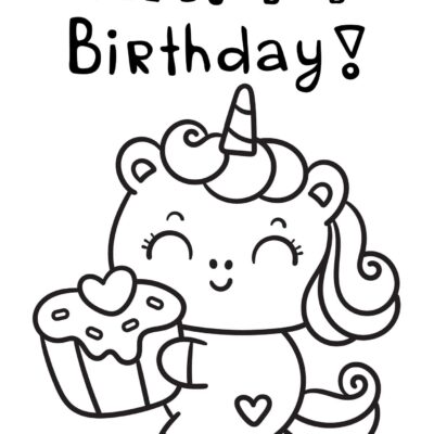 Happy birthday coloring page 3 Ohoh Deco