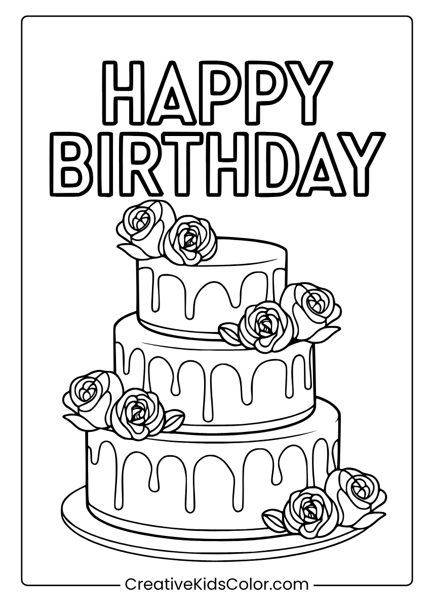 Happy Birthday Coloring Pages 25 Free Printable PDF  Happy Birthday Coloring Pages 25 Free Printable PDF