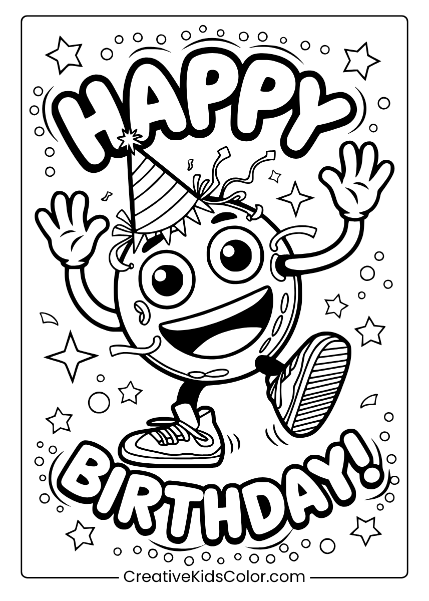 happy birthday printable coloring pages happy birthday printable coloring pages