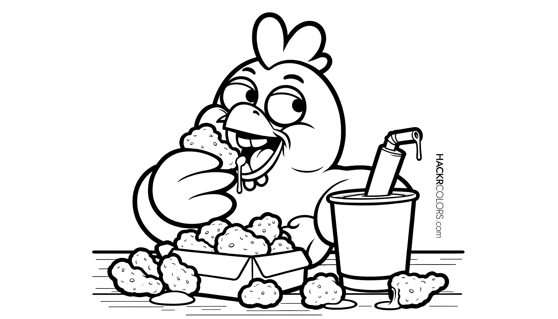 Happy Chicken With Nuggets Free Unique Printable Coloring Pages For Kids