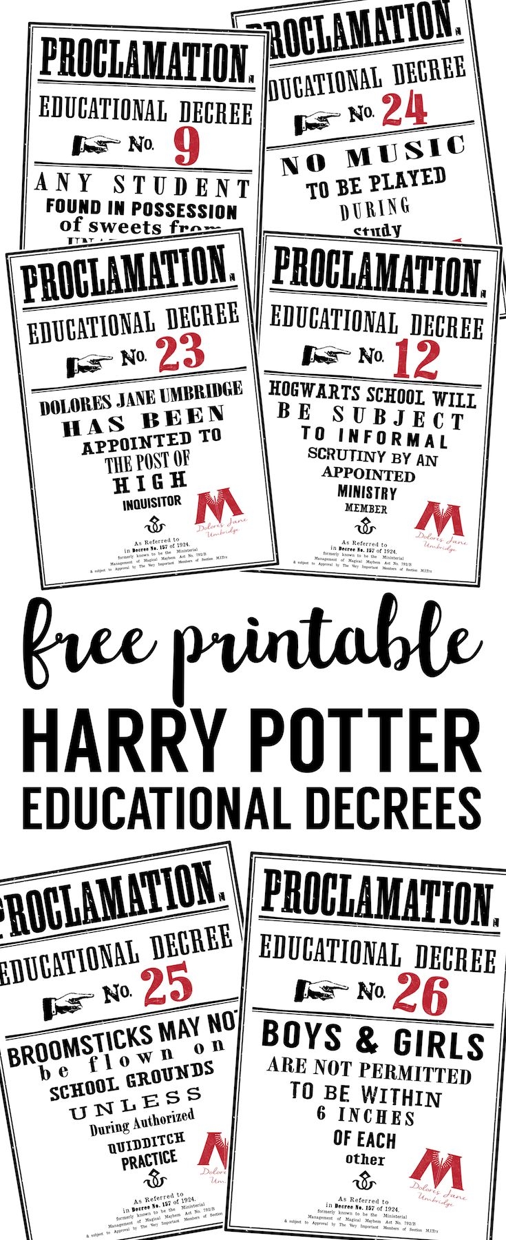 Harry Potter Educational Decrees free Printables Paper Trail Design Harry Potter Educational Decrees free Printables Paper Trail Design