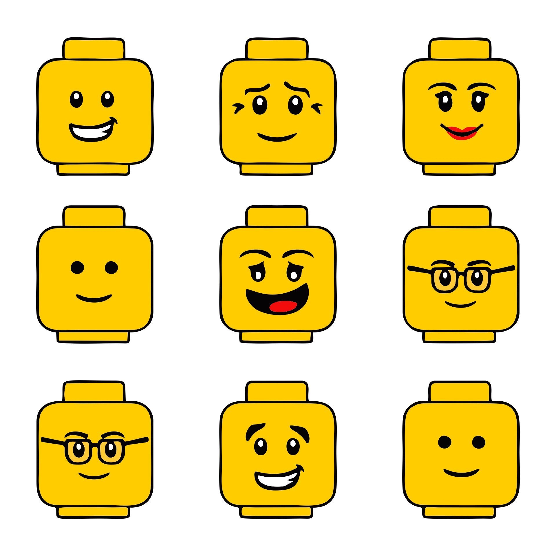 Head Template 10 Free PDF Printables Printablee Lego Head Lego Faces Lego Birthday Party