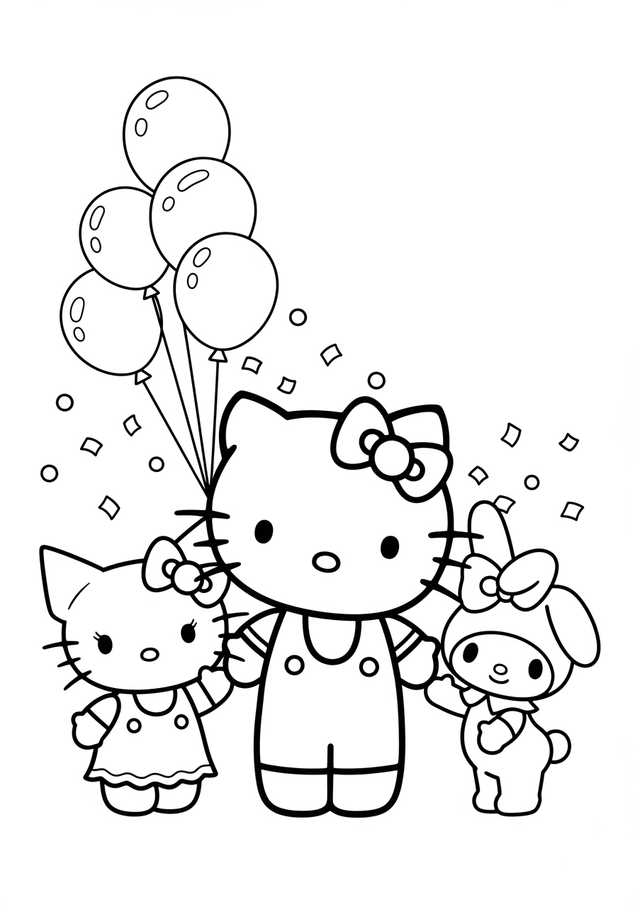 Hello Kitty And Friends Coloring Page Free Printable