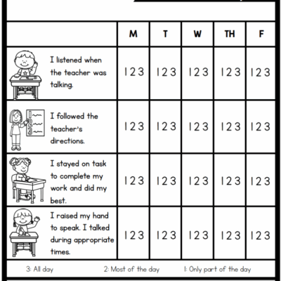 Individual Behavior Chart Freebies Sarah s Teaching Snippets