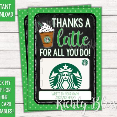 INSTANT DOWNLOAD Starbucks Gift Card Teacher Appreciation Gift Teacher Thank You End Of The Year Teacher Gift 5x7 Gift Card DIY Printable Etsy