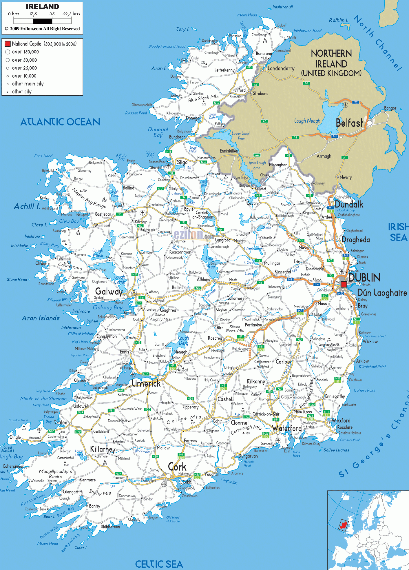 Ireland Road Map Highways Motorways And Scenic Routes Explained Ezilon Maps Ireland Road Map Highways Motorways And Scenic Routes Explained Ezilon Maps