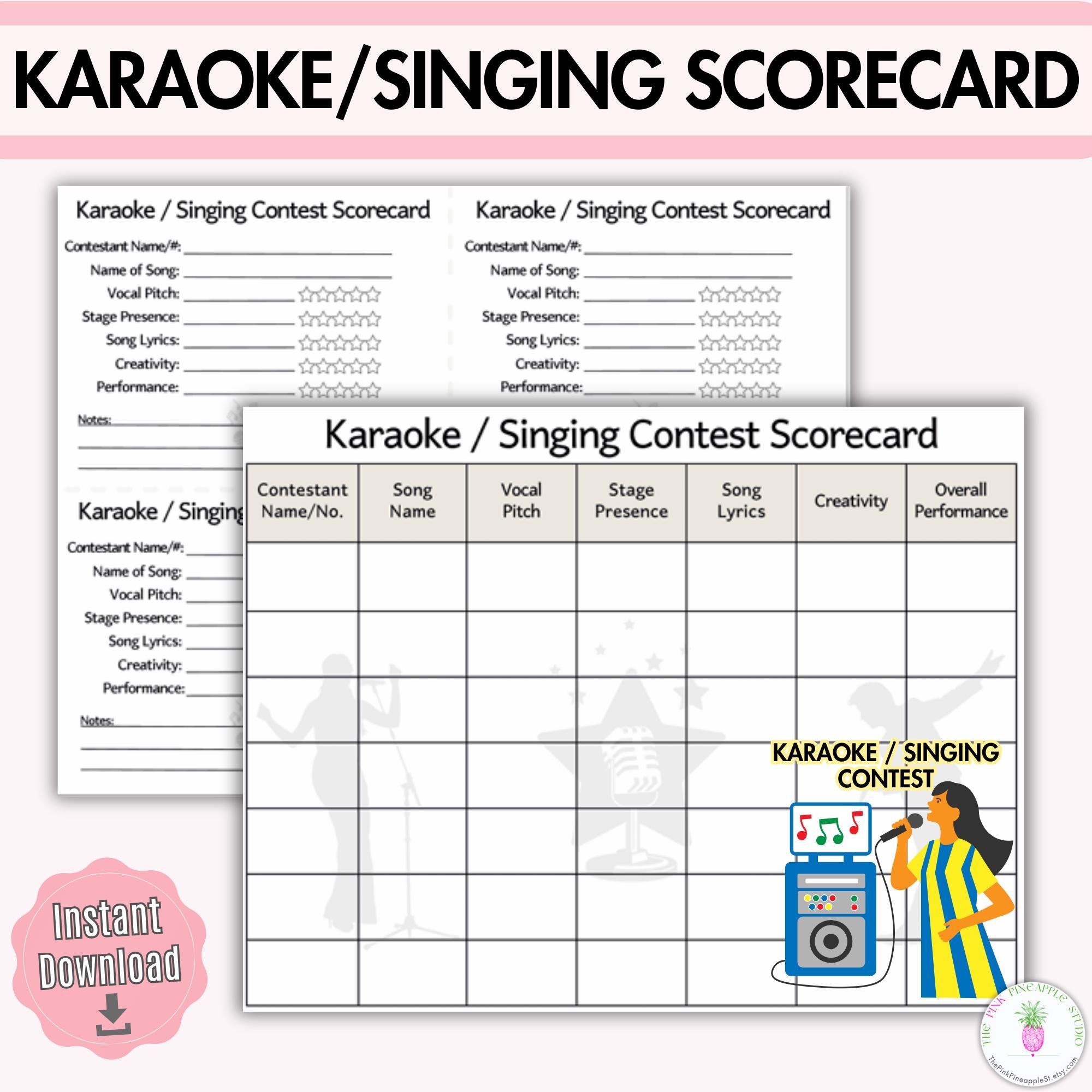 free printable karaoke list templates