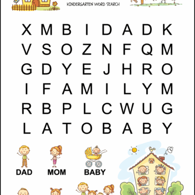 Kindergarten Family Word Search Tree Valley Academy