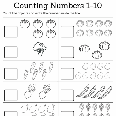 Kindergarten Math Counting Objects Worksheets 1 10 Black And White Made By Teachers