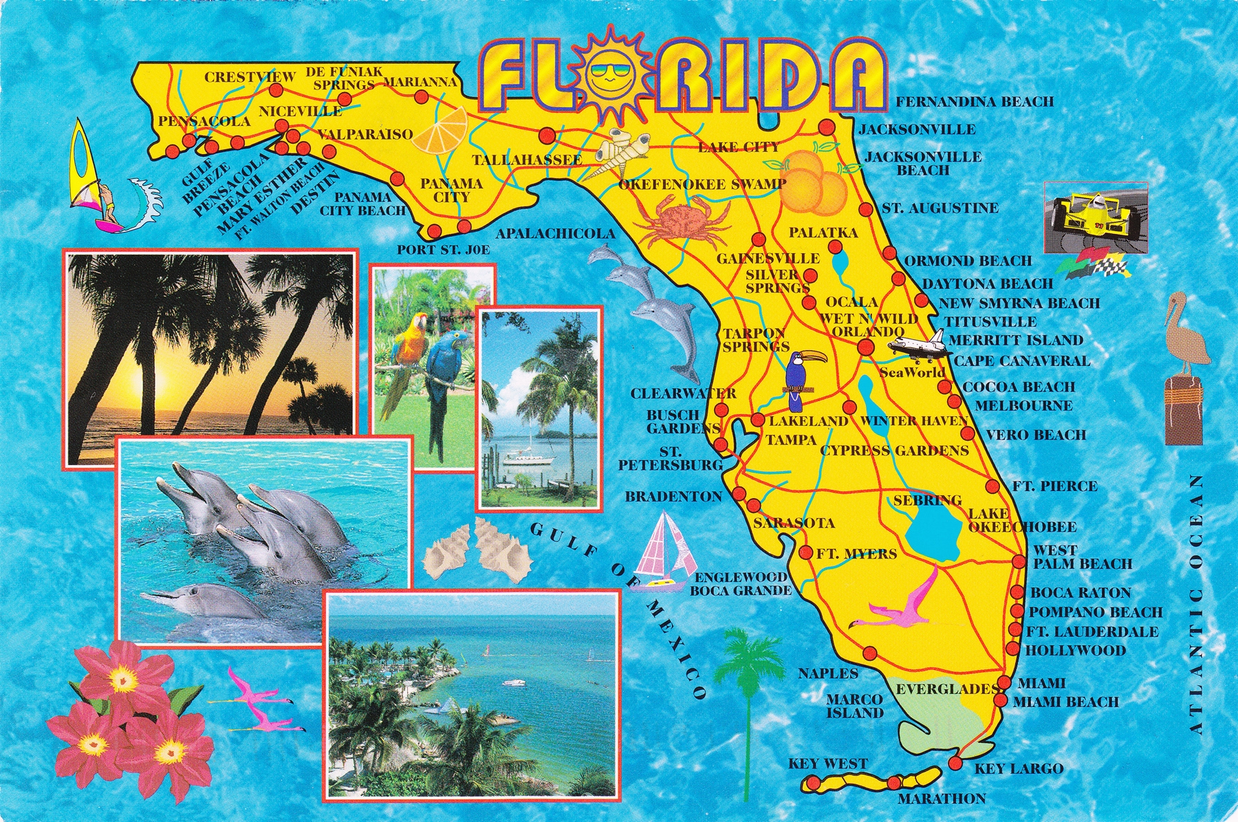 Large Detailed Tourist Map Of Florida State Vidiani Maps Of All Countries In One Place