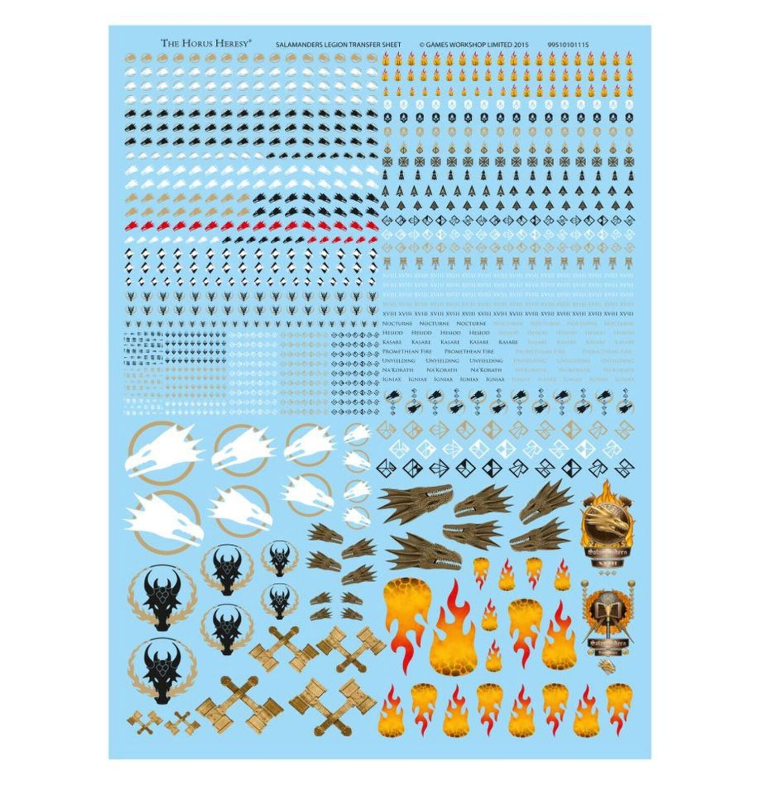 Legiones Astartes Salamanders Transfer Sheet Warhammer Horus Heresy Walmart