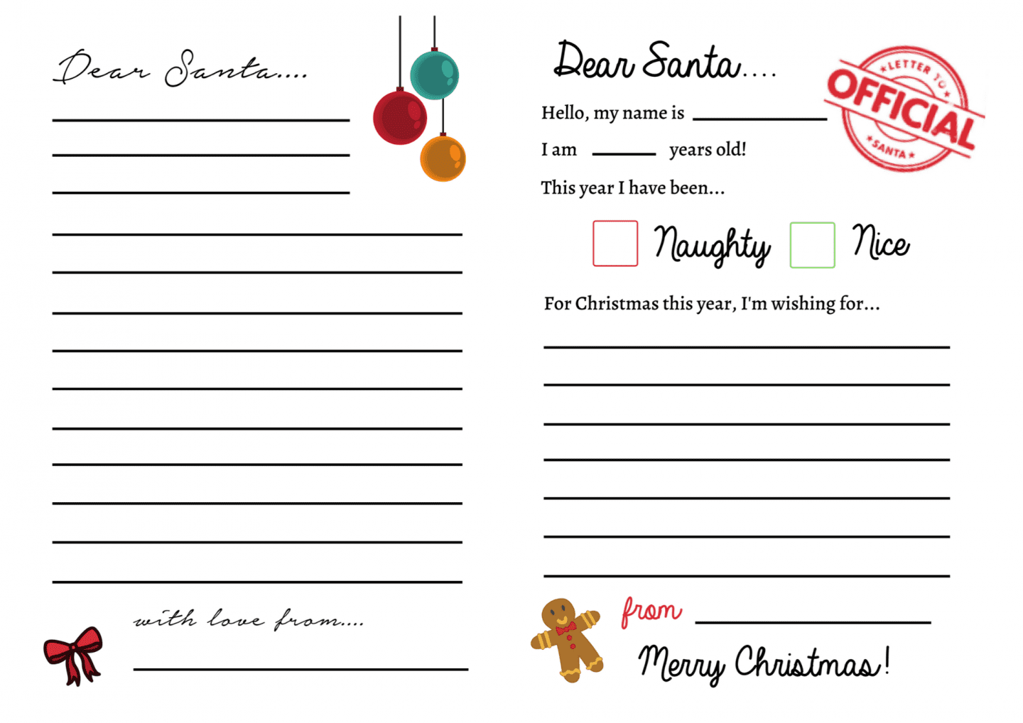 printable santa letter template free