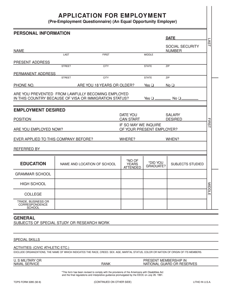 free printable employment application free printable employment application
