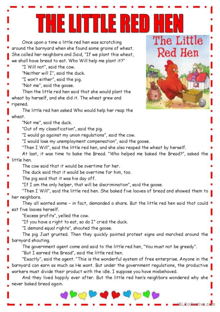 Little REd Hen Report Speech English ESL Worksheets Pdf Doc