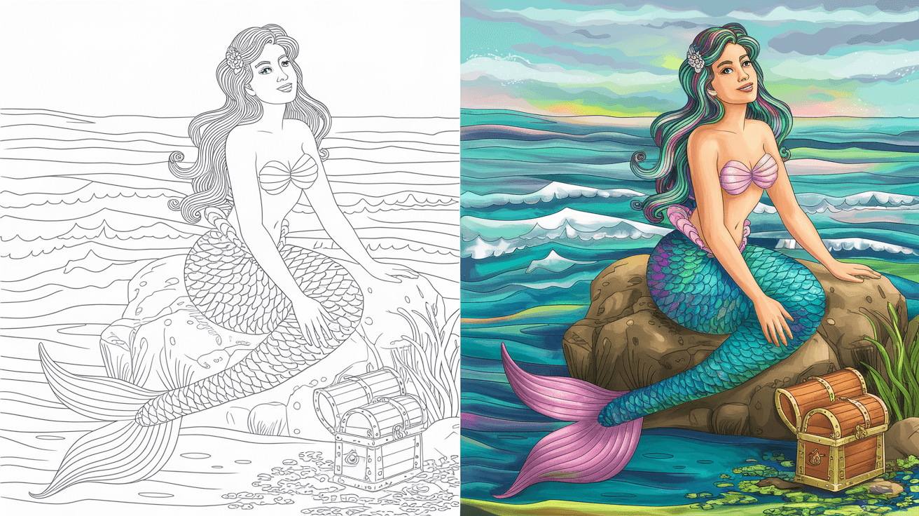 printable mermaid colouring pages